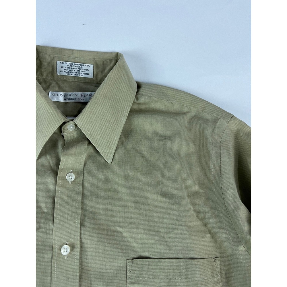 Geoffrey Beene Mens Wrinkle Free Dress Shirt Tan Long Sleeve Size 16 34/35